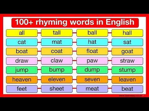 100+ Rhyming Words 🤔 | What are rhyming words? | Learn with examples | Rhyming words list