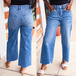 Our favorite crop jeans of the season just released 😍 and y'all they are even better than we expected! https://thepolkadotalley.com/products/the-blue-angel-jeans | The Polkadot Alley