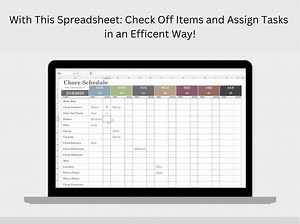 Weekly Chore Schedule Spreadsheet | Chore Template | Chore Tracker | Excel Spreadsheet - Etsy