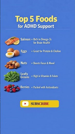 Top 5 Foods for ADHD Support #healthylifestyle #healthyeating