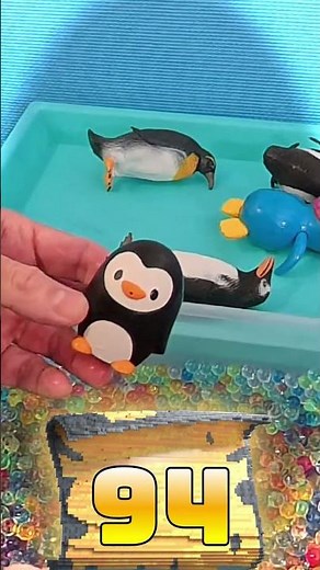 Count 90-100 Penguins! Educational Water Gel Beads Play for Kids 🐧