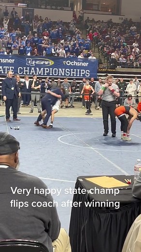 Wrestler Body Slam Coach After Winning State Championship