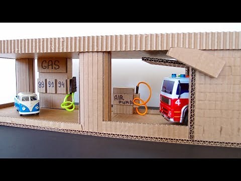 How to make a Cardboard Car Garage Gas Station 4-th level