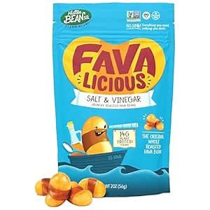 Nuttee Bean Co. Favalicious 2 Oz (Pack Of 12) Roasted Fava Beans Healthy Snacks - Salt And Vinegar Keto Friendly, High Protein On The Go Quick Snacks