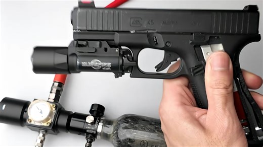 【4K】它能与钢制滑轨配合使用吗？#气步枪 #气步枪自卫训练 #HPA #假枪