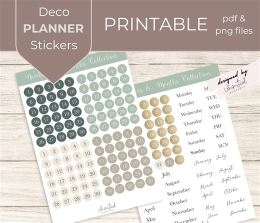 Planner Number Stickers | Spring Date Dot Stickers for Bullet Journal & Calendar Planning - Etsy