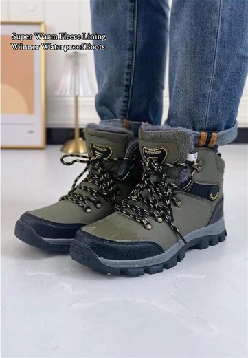 Super Warm Fleece Lining Winner Waterproof Boots 🥾 #menboots #winterboots #snowboots #spotlightfinds #Tiktokshop