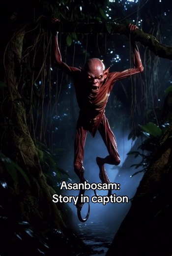 Asanbosam is a feared creature of Ashanti (Akan) folklore from what is now Ghana, said to dwell deep within dense rainforests where paths narrow and travelers grow careless. Unlike loud or mindless monsters, the Asanbosam is a patient ambush predator, known for perching silently in trees and waiting for the right moment to strike. Its most distinctive feature is its iron hook feet, which it uses to hang from branches above jungle trails, allowing it to suspend itself effortlessly for hours or ev
