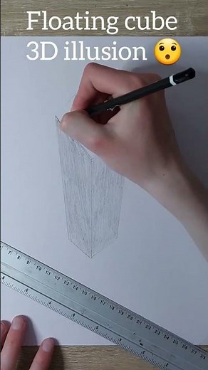 How to draw a floating cube | 3D illusion 😱