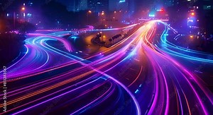 Future urban innovation with smart tech improves city transportation efficiency and sustainability. Concept Smart Cities, Urban Innovation, Transportation Efficiency, Sustainable Technology