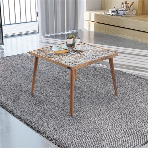Handmade Ceramic Tile Coffee Table, Rustic Wood Frame for Living Room Accent Furniture - Etsy UK