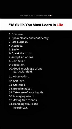 18 Skills You Must Learn In Life 💡 #LifeSkills #SelfImprovement #Motivation