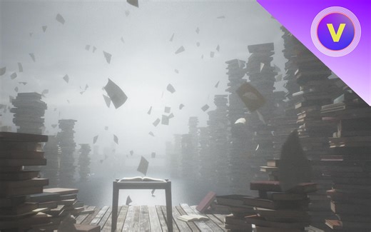 素材分享-超现实空间图书馆动画