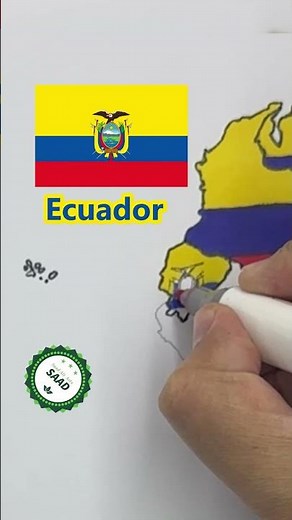 Ecuador flag map drawing 🇪🇨 | Dibujo del mapa de la bandera de Ecuador