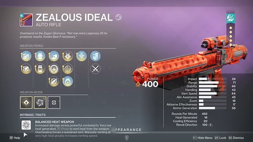 Zealous Ideal god roll guide for Destiny 2 PvE and PvP