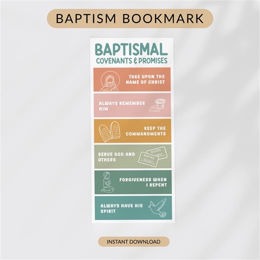 Printable LDS Baptism Bookmark: Primary Kids Baptismal Covenants and Promises Bookmark, Baptism Gift(pdf Download) - Etsy Australia