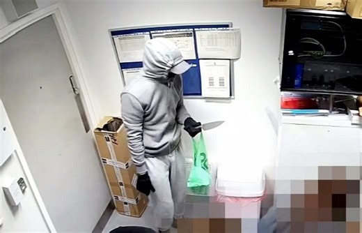 Moment knife-wielding chef is arrested at work following string of armed raids