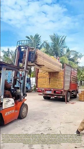Forklift Lumber Loading: Coordinated Crew Work to Stack Pressure-Treated Timber onto Delivery Trucks