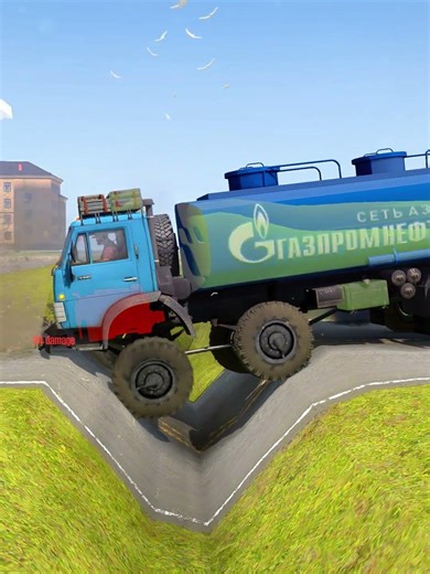 Spintires Mudrunner Truck vs Extreme Broken Road with Speed Bumps Gameplay EP357