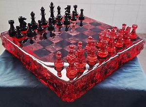 Red Lava Resin Chess Set Handmade • Black & Red Chess Pieces • Luxury Gift for Him • Artistic Resin Chessboard - Etsy