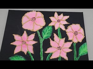 Beginners 3D textured flowers using modeling paste and white acrylicpaint.