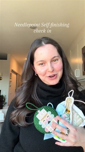 Tis the self finishing season! Check out @stitchingwithjessica on IG for the stitch it angel & @hannah for the ruffle tutorial 🤍 #needlepoint #needlepointtutorial #needlepointtiktok #needlepointforbeginners #needlepointornament