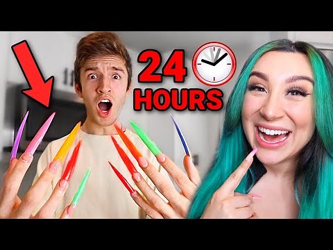 GIVING MY BOYFRIEND ACRYLIC NAILS *24 HOURS*