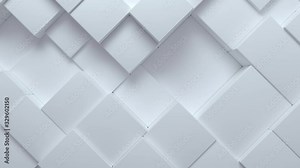 White moving cubic surface. Changing tiles. Motion design pattern. 3d loop animation with dynamic boxes. 4K seamless technology composition. Abstract background