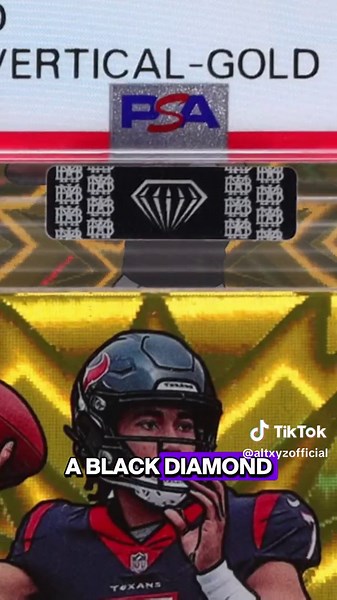 What is this Black Diamond sticker on this PSA 10 CJ Stroud Gold Kaboom? This is an MBA Black Diamond sticker, a certification from expert grader Mike Baker. A Black Diamond sticker means the card is flawless and exhibits no imperfections under 7x magnification. It boasts superior features such as four impeccably sharp corners, outstanding print quality, and a precisely centered image. This PSA 10 copy is the only one in this grade and it ends August 29th on Alt Auctions #sportscards #thehobby #