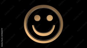 seamless loop - animated rotating golden smiley face emoji