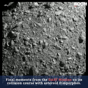 2.1K views · 163 reactions | NASA's Double Asteroid Redirection Test (DART) successfully crashed into asteroid Dimorphos on Monday. This is the space agency's first attempt to move an asteroid in space. Here's all you need to know. Read  https://www.boomlive.in/explainers/nasa-dart-asteroid-dimorphos-planetary-defense-syste-19408 | BOOMLive | Facebook
