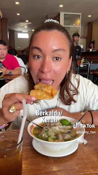 Bule Enjoying Indonesian Cuisine at Bakso Solo Samrat