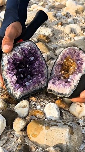 OMG I got a gold amethyst geode in a gold mine. #gemstone #fyp