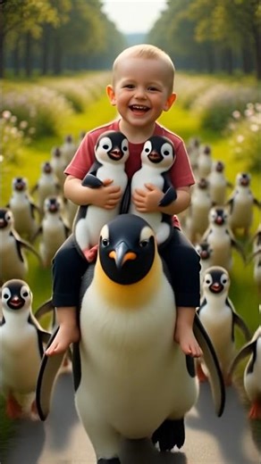 Little Boy Save Penguin - Heart Touching Story ❤️ #baby #ai #shorts