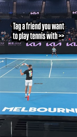 Hit With Me 🎾 Tennis by Samuel Begg on Instagram: "@hitwithme👈 Tag a friend you want to play tennis with this week 🎾🗣️ 📌 Carlos Alcaraz and Giovanni Mpetshi Perricard 2025 Open Practice session on Rod Laver Arena"