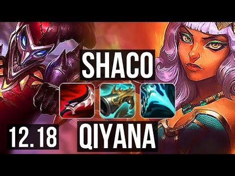SHACO vs QIYANA (JNG) | 14/1/9, 2.7M mastery, 1400+ games, Legendary | KR Master | 12.18