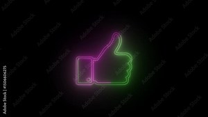 Like Button Shaped as Thumbs Up Blue Neon on Social Media. Like Button Shaped as Thumbs Up Blue Neon on Social Media. Isolated on a Transparent on a Transparent Background. Cutout PNG 4k video. vídeo de Stock