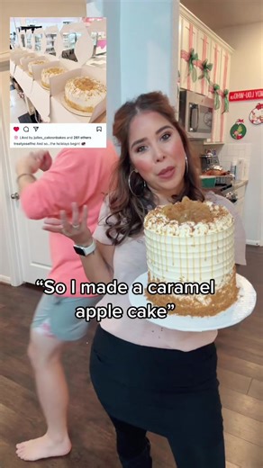 Caramel Apple Cake Recipe Inspired by Trashyqweenz | Baking with PeachiePie 🍰