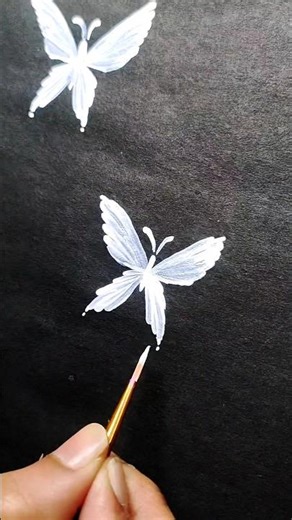 😍Beautiful White Butterfly 🦋 Drawing on Black Paper | Easy DIY Art #Shorts