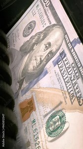 Money counting machine. Currency counting machine counting in slow motion.