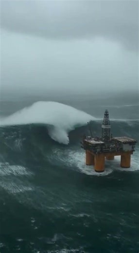 Workers TERRIFIED as Massive Wave Strikes Oil Rig #shocking #danger #maritime