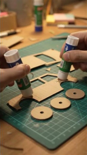 Crafting cardboard car | Making a cardboard car🤩 #craft #cars #art