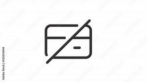 Animated decline card line ui icon. Deactivate credit card. Seamless loop HD video with alpha channel on transparent background. Outline isolated user interface element motion graphic animation Stock Video