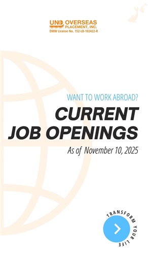As of 𝗡𝗼𝘃𝗲𝗺𝗯𝗲𝗿 𝟭𝟬, 𝟮𝟬𝟮𝟱, ang mga sumusunod ay ang mga job openings ng mga employers mula 𝗝𝗔𝗣𝗔𝗡 at 𝗕𝗘𝗟𝗚𝗜𝗨𝗠: 𝗧𝗜𝗧𝗣 (M) SEMI-AUTOMATIC WELDER (M) FACTORY SHEET METAL WORKER (M) PLASTIC MOLDING INJECTION OPERATOR (M) ROAD ROLLING WORKER (M) METAL SPRAY PAINTER (M) CHICKEN CHOPPER (F) VEGETABLE FARMER 𝗦𝗦𝗪 (M) VEGETABLE FARMER (M) SEMI-AUTOMATIC WELDER (M) SCAFFOLDER (M) PIPE FITTER (M) SPRAY PAINTER (F) FOOD SERVICE 𝗠𝗔𝗡𝗣𝗢𝗪𝗘𝗥 𝗣𝗢𝗢𝗟𝗜𝗡𝗚 𝗘𝗡𝗚𝗜𝗡𝗘𝗘𝗥 (M/F