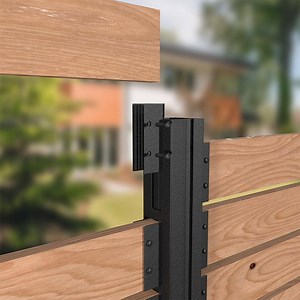 PEAK 1 in. x 4 in. Matte Black Aluminum Wood Board Bracket Modular Fencing for An Outdoor Privacy Fence System 2487