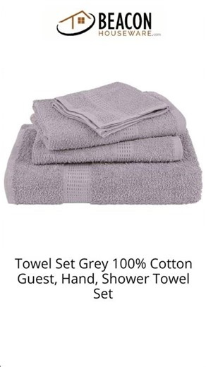 Towel Set Grey 100% Cotton Guest Hand Shower Towel Set