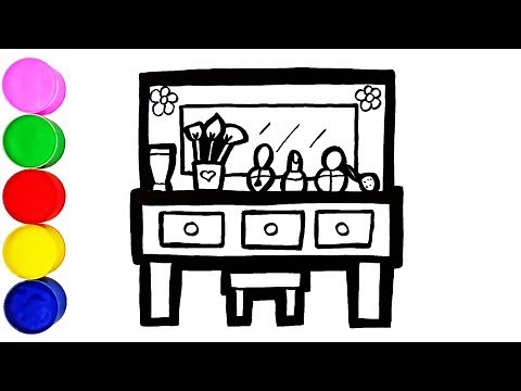 Makeup Table Drawing and Coloring for Kids Learn Colors in German