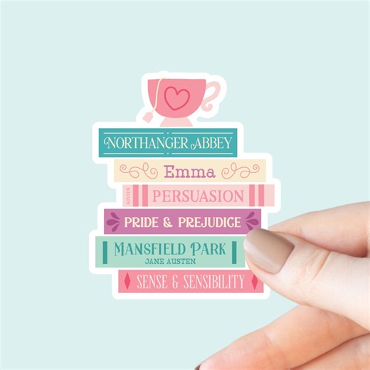 Jane Austen Book Stack Sticker, Bookish Kindle Laptop Decal, Gifts for Book Lovers, Waterproof - Etsy