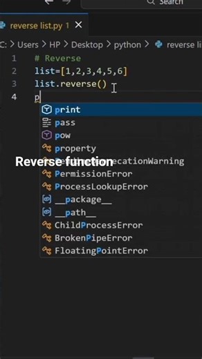 Reverse function in python #coding #python #correctcoding #programmingconcept