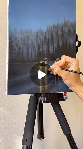 Feliks Kaparchuk on Instagram: "Painting two cars driving at dusk using acrylics 🚘🎨"